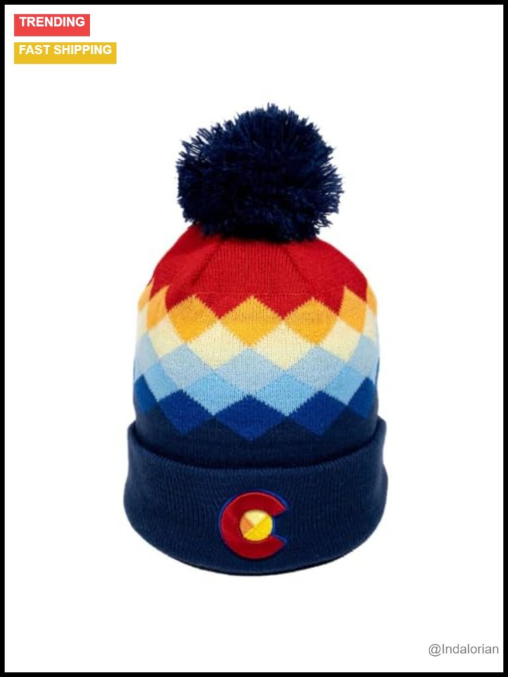 Argyle Pom Pom Beanie Winter Hat Ski Stocking Cap Unisex Adult
